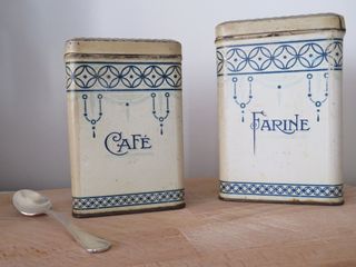 Set 2 Scatole Caffè e Farina Latta Vintage