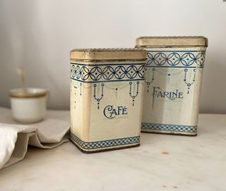 Set 2 Scatole Caffè e Farina Latta Vintage