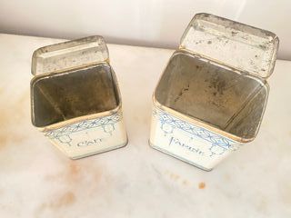 Set 2 Scatole Caffè e Farina Latta Vintage