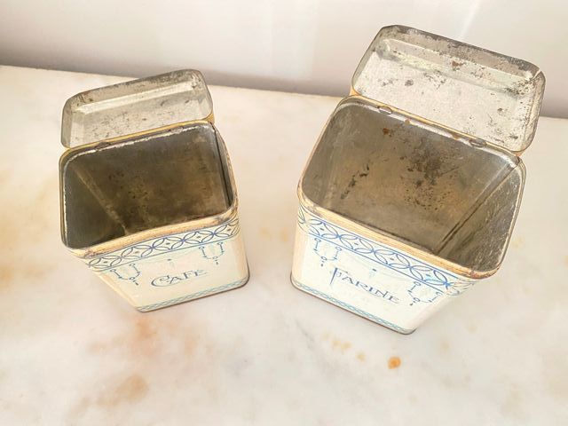 Set 2 Scatole Caffè e Farina Latta Vintage