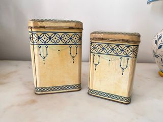 Set 2 Scatole Caffè e Farina Latta Vintage