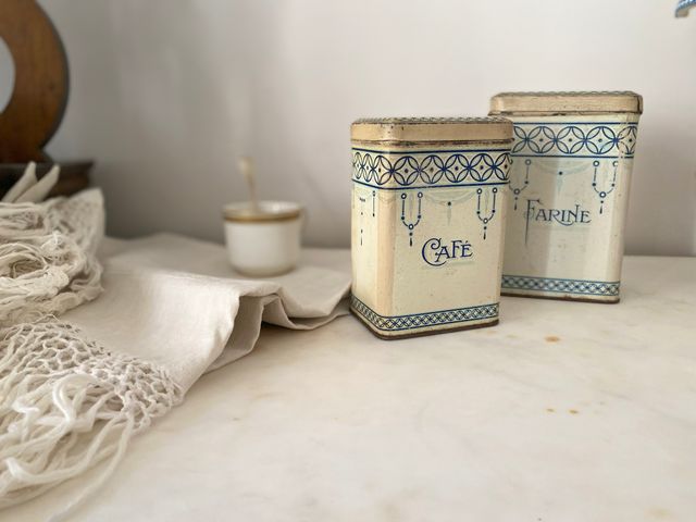 Set 2 Scatole Caffè e Farina Latta Vintage