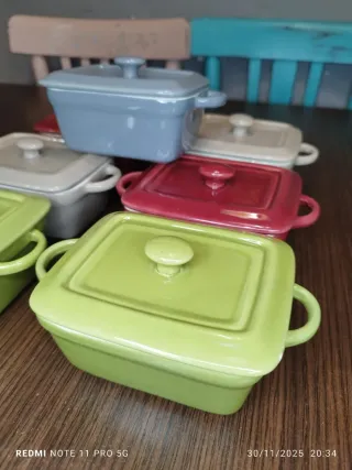 7 Cocottes Cerámica Vintage Francesa