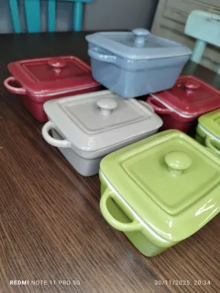 7 Cocottes Cerámica Vintage Francesa