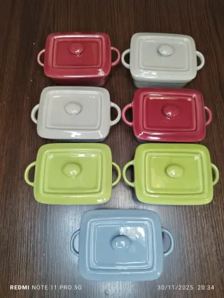 7 Cocottes Cerámica Vintage Francesa