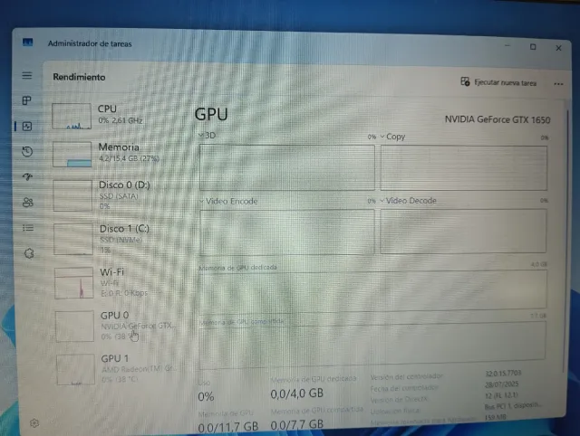 Portátil HP Ryze 5 16GB RAM 500GB+1TB SSD GTX 1650