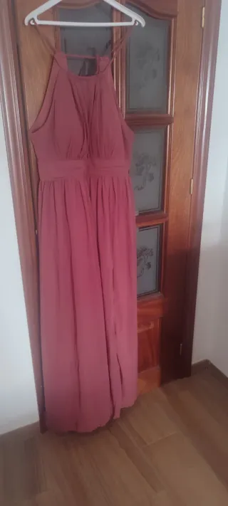 Vestido largo rosa salmón