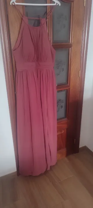 Vestido largo rosa salmón