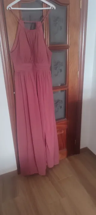 Vestido largo rosa salmón