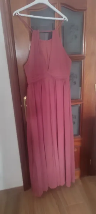 Vestido largo rosa salmón