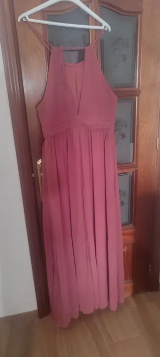 Vestido largo rosa salmón