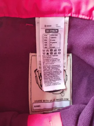Pantalón nieve niña Decathlon Talla 6