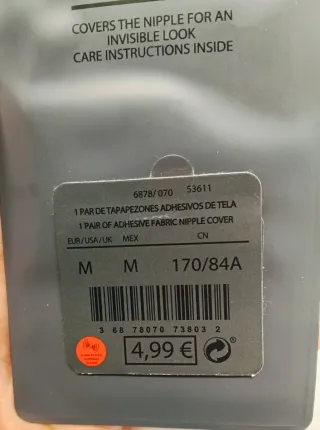 Pezoneras Oysho Adhesivas Tela Beige - Talla M