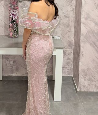 Vestido de fiesta rosa y plateado talla 36/38