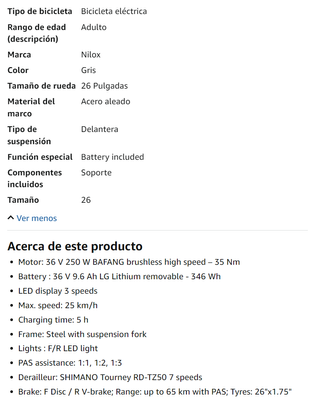 Bicicleta Eléctrica Nilox 5+