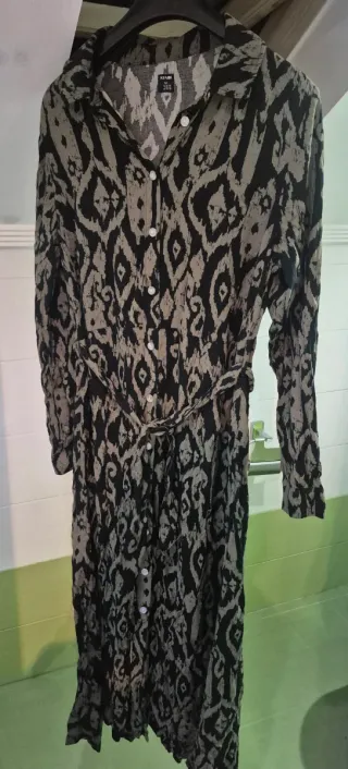 Vestido Estampado Caqui Talla M