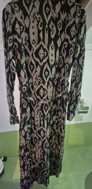 Vestido Estampado Caqui Talla M