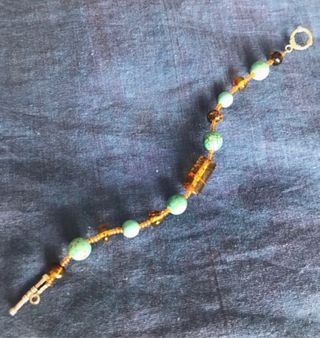 Pulsera Ámbar y Turquesa con Cierre Tortuga