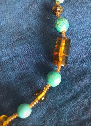 Pulsera Ámbar y Turquesa con Cierre Tortuga