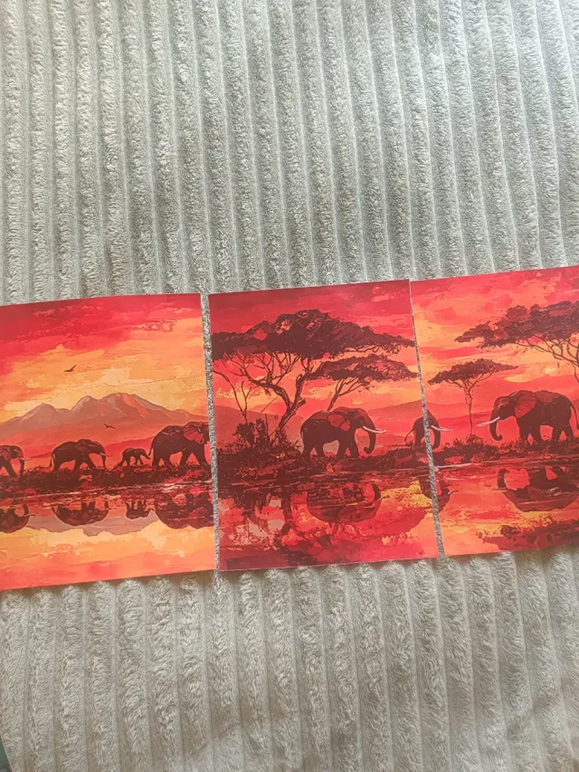 Stampe su tela tramonto elefanti