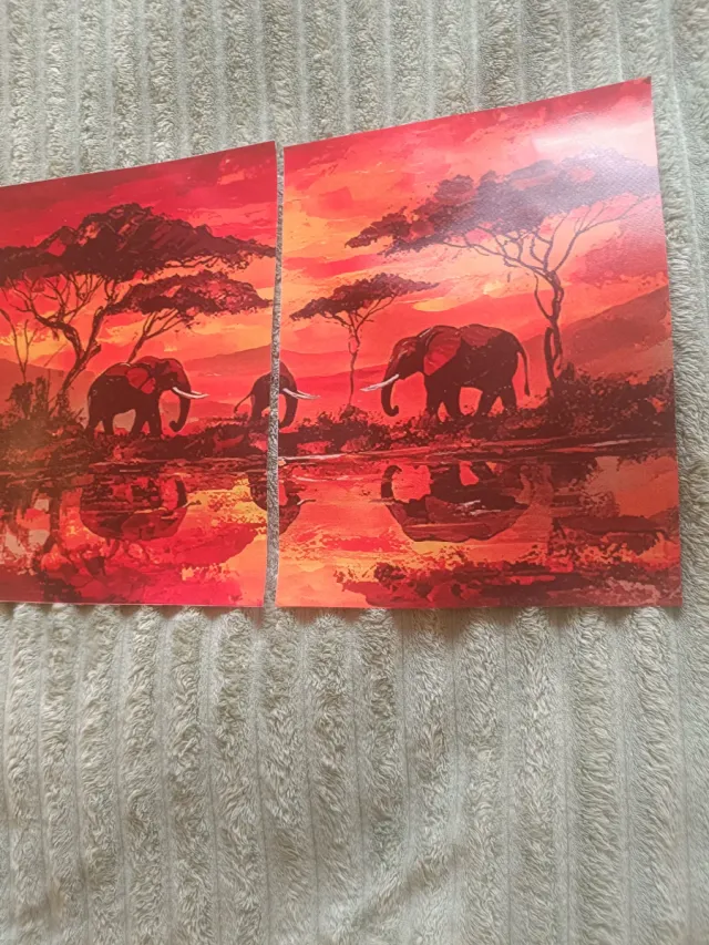 Stampe su tela tramonto elefanti