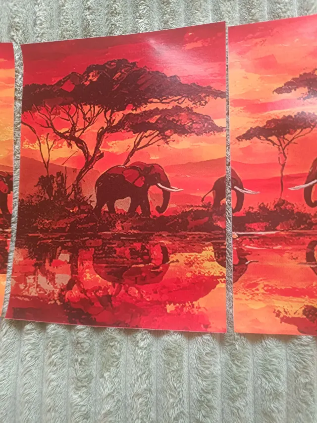 Stampe su tela tramonto elefanti