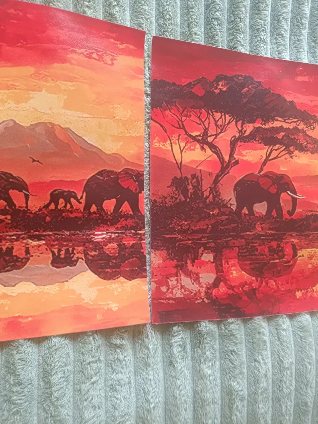 Stampe su tela tramonto elefanti