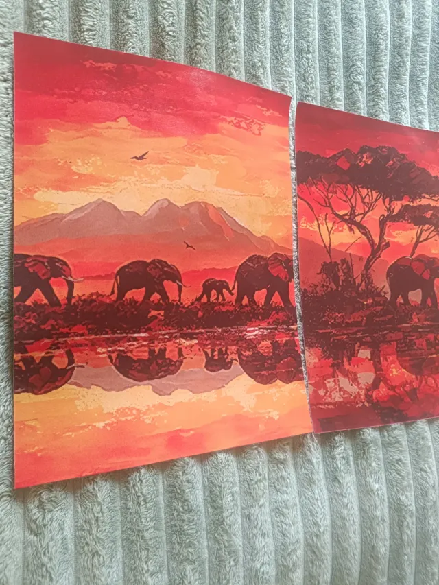 Stampe su tela tramonto elefanti