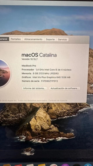 MacBook Pro 2020 Plata 512GB / 8GB RAM