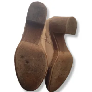 Botas de piel con pelo beige