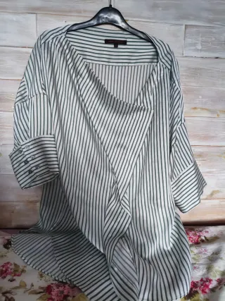 Camisa Massimo Dutti Rayas Verde Talla 40