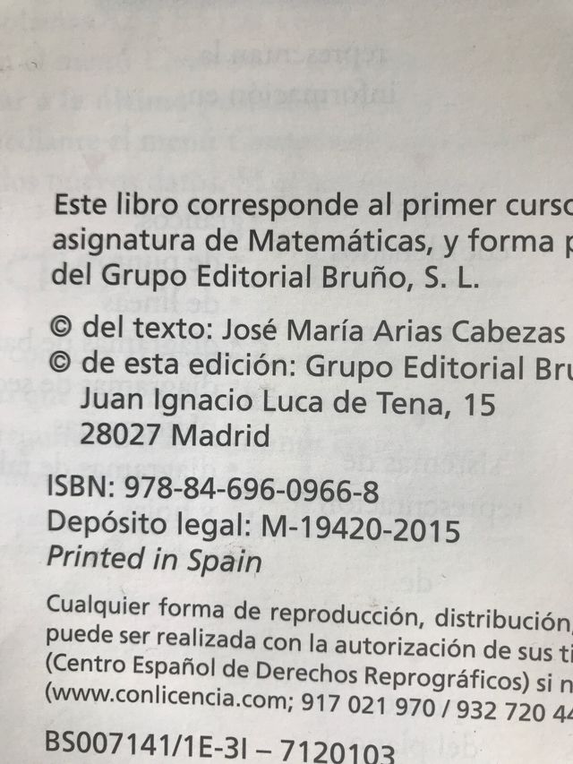 3 libros matematicas bruño 1 eso