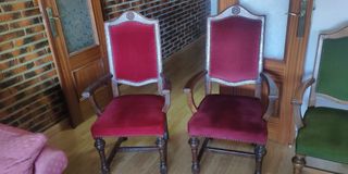 Sillas / Sillones antiguos de madera y terciopelo