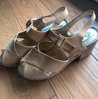 Sandali vintage camoscio e sughero tg 38