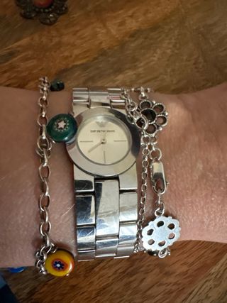 Pulsera Acero y Cristal Murano Multicolor