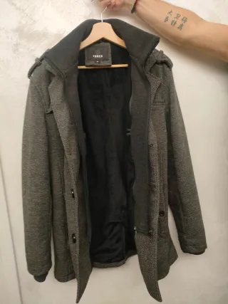 Cappotto uomo grigio e nero con pile interno