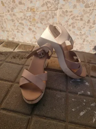 Pack Sandalias beige de cuña para mujer