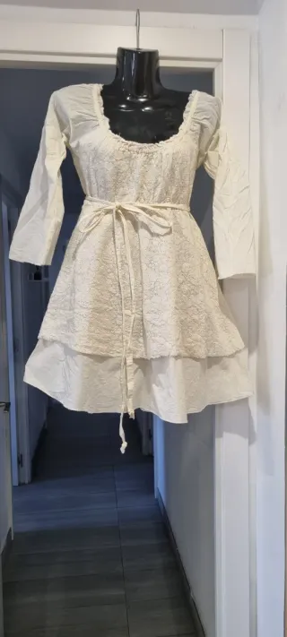 Vestido Bohemio Ibicenco Blanco Talla Única