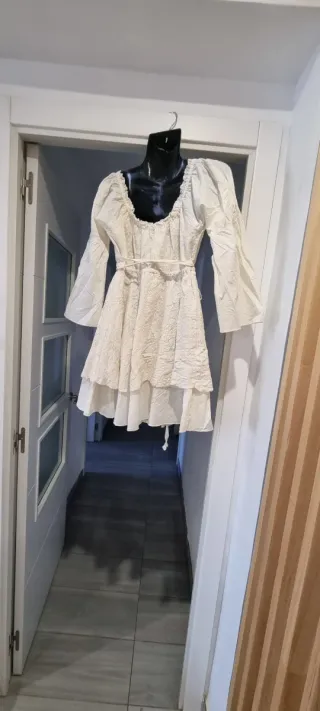 Vestido Bohemio Ibicenco Blanco Talla Única