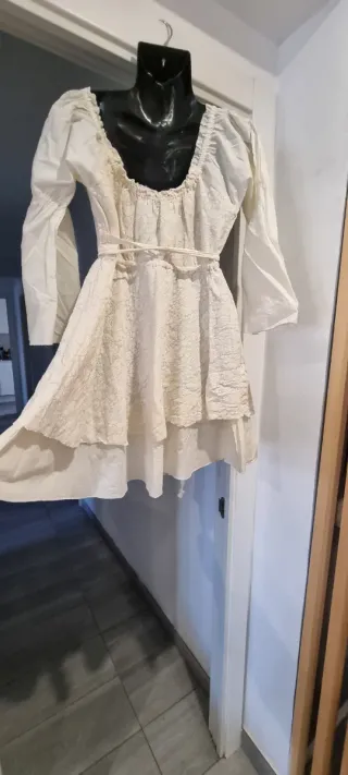 Vestido Bohemio Ibicenco Blanco Talla Única