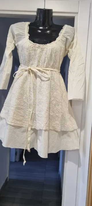 Vestido Bohemio Ibicenco Blanco Talla Única