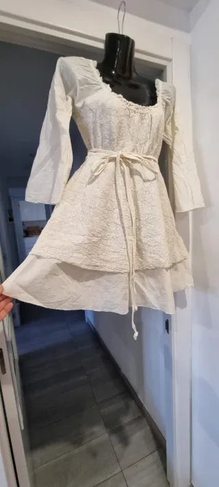 Vestido Bohemio Ibicenco Blanco Talla Única