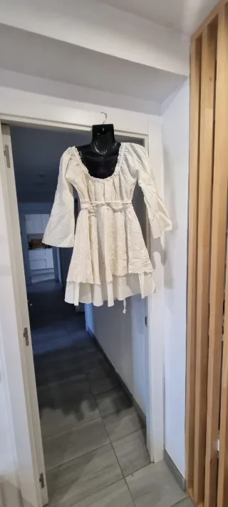 Vestido Bohemio Ibicenco Blanco Talla Única