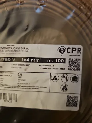 Cavo elettrico FG17 1x4 mm² marrone 100m