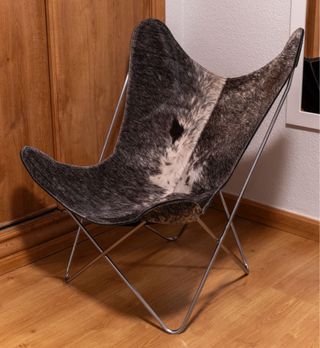 Sillón BKF Piel Marrón oscuro Cromado Satinado.