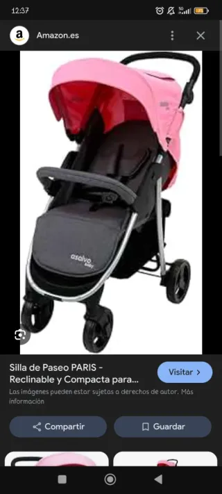 Silla de paseo asalvo baby gris y rosa