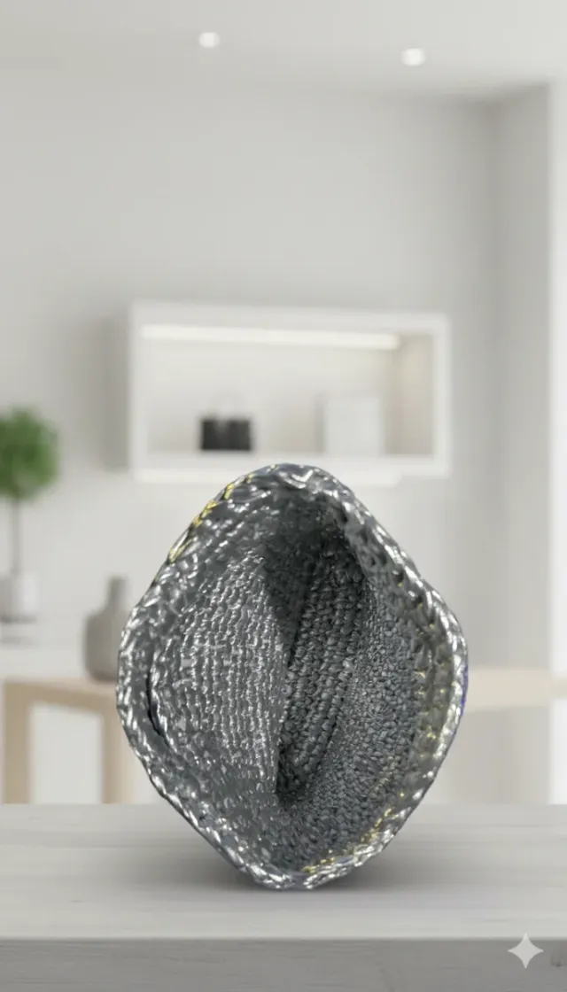 Bolso Crochet Artesanal Plata único.