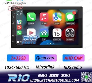 RADIO 9" GPS ANDROID 13 2DIN TÁCTIL BLUETOOTH USB SD