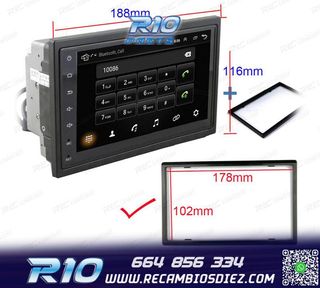 RADIO 9" GPS ANDROID 13 2DIN TÁCTIL BLUETOOTH USB SD