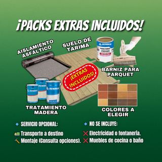 Modulo prefabricado 17,2m2 tela+tratamiento+suelo